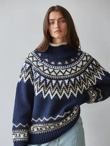 By Together Fair Isle Mockneck Sweater