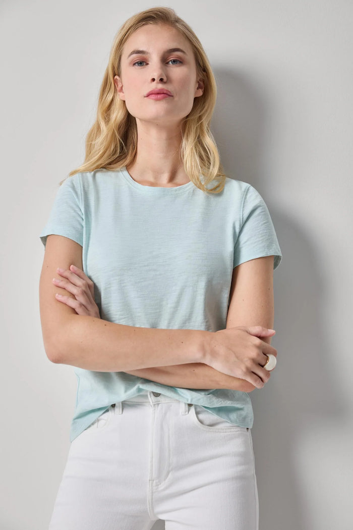 Lilla P Short Sleeve Back Seam Crew Seabreeze