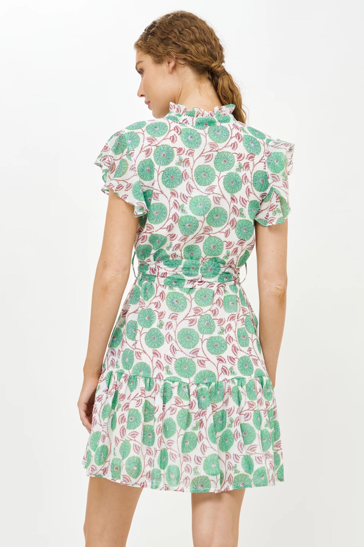 Oliphant Ruffle Collar Monarch Green Mini Dress