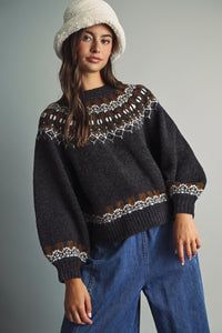 Miou Muse Nordic Fair Isle Jacquard Sweater