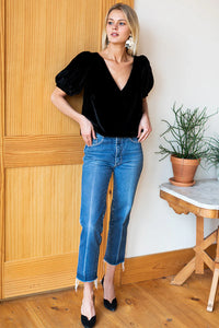 Emerson Fry Silk Velvet V-Neck Blouse