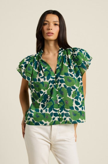 Trovata Birds of Paradis Violette Vega Floral Print Top
