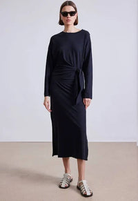 Apiece Apart Long Sleeve Vanina Cinched Waist Dress-Final Clearance