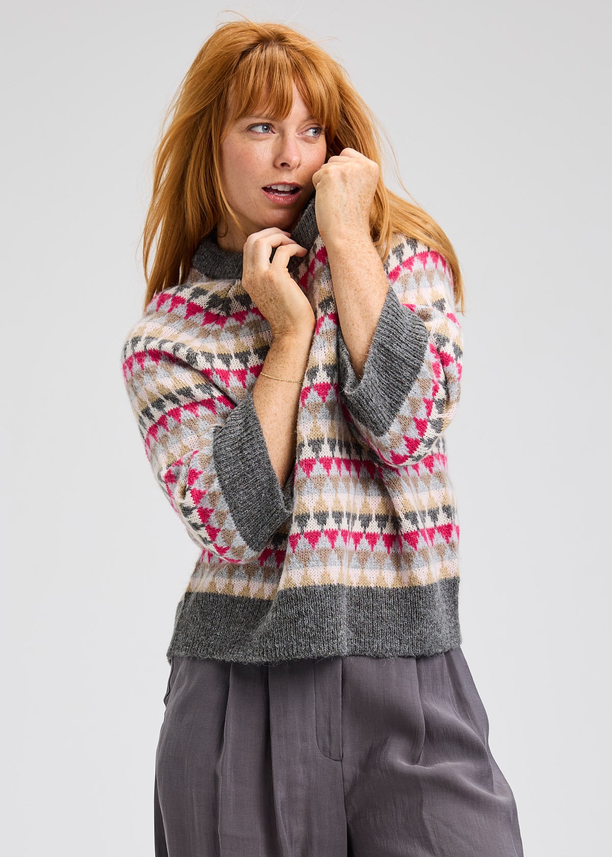 Zaket & Plover Mohair Fairisle Crew Sweater