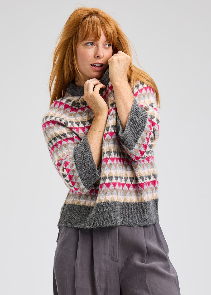 Zaket & Plover Mohair Fairisle Crew Sweater