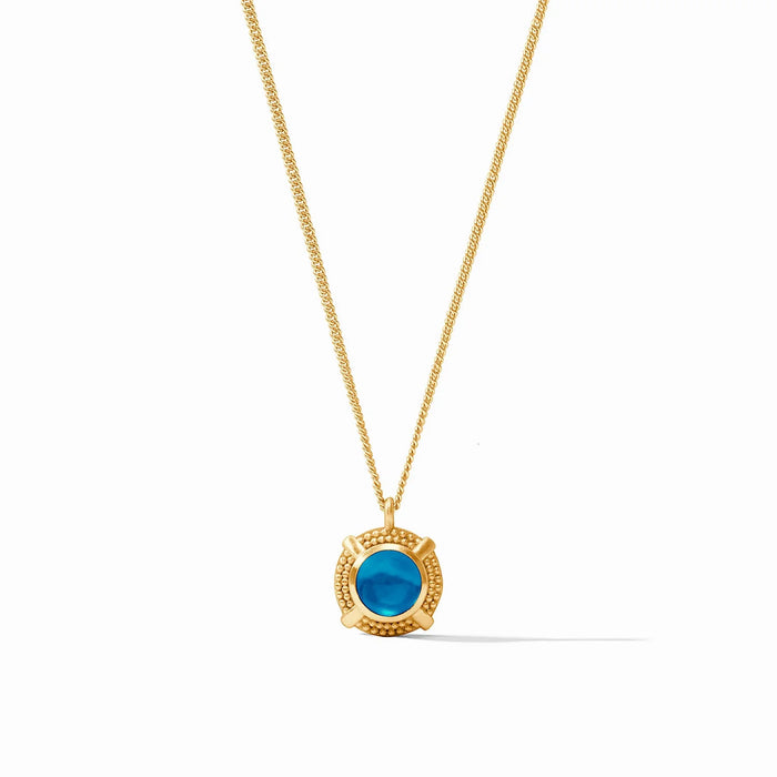 Julie Vos Cabochon Solitaire Necklace London Blue