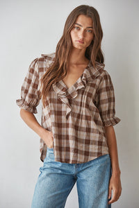 By Together Plaid Ruffle Top