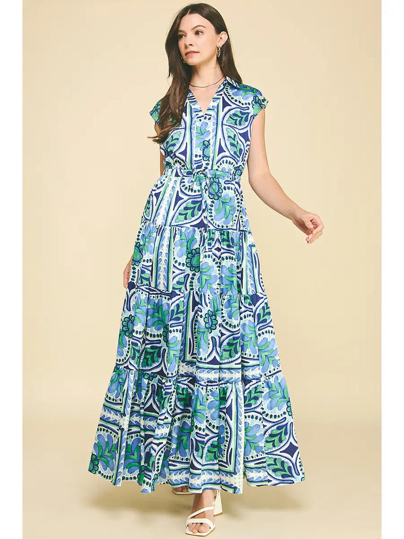 Madison Floral Multi Color Tiered Maxi PINCH Dress- SALE S Madison Floral Multi Color Tiered Maxi PINCH Dress- SALE S