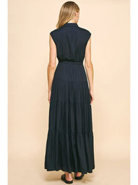 Pinch Sleeveless Tiered Maxi Dress