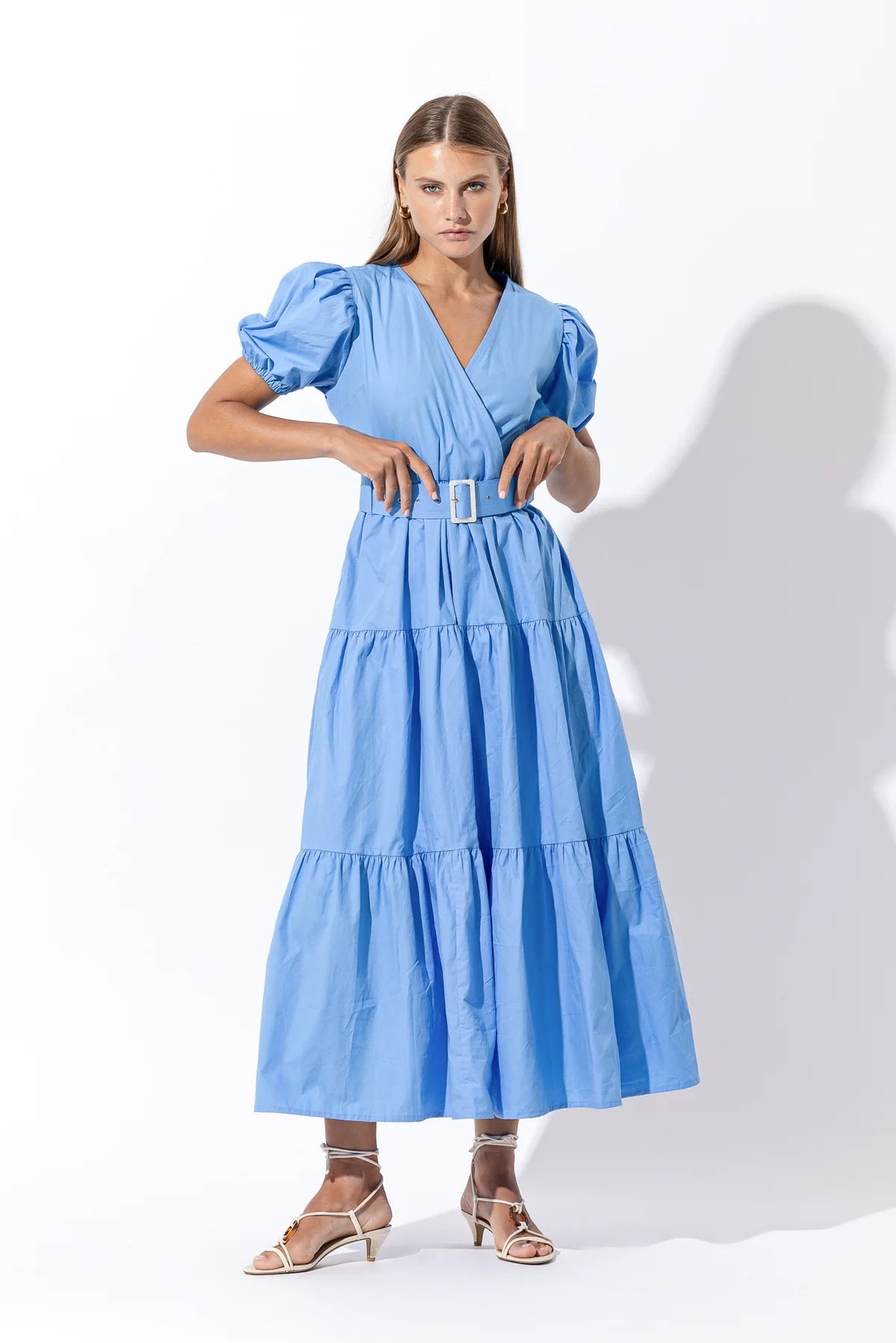 Lusana Remi Belted Poplin Maxi Dress