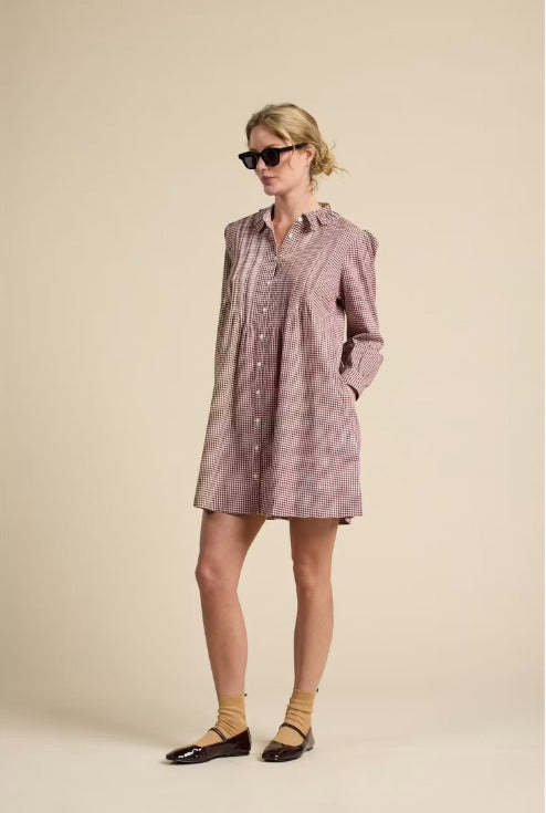 Trovata Olivia Mahogany Check Dress