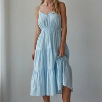 By Together V-Neck Tiered Midi Dress