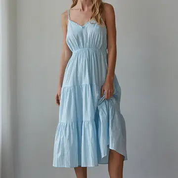 By Together V-Neck Tiered Midi Dress