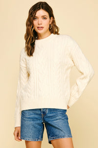 Pinch Cable Knit Crew Sweater