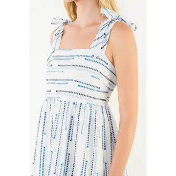 THML Tie Strap Square Neck Print Maxi Dress