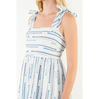 THML Tie Strap Square Neck Print Maxi Dress