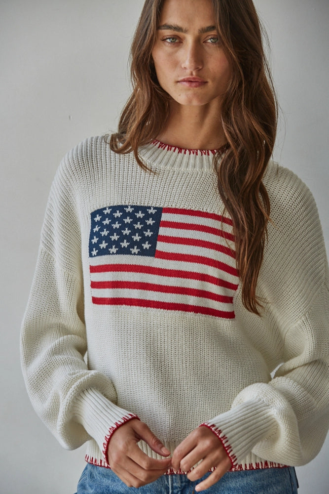 By Together America Flag Crew Sweater