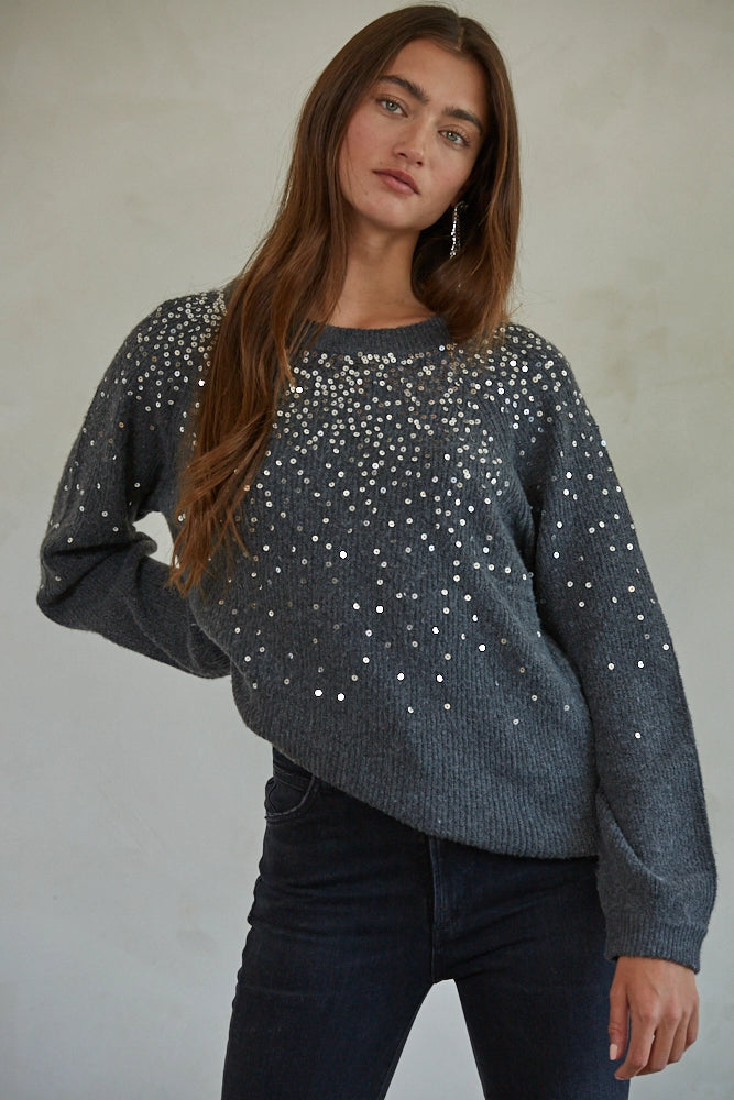 By Together Ribbed Sequin Crew