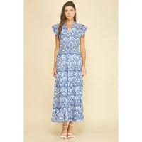 Pinch Mosaic Tile Print Maxi Dress