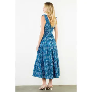 THML Fish Print Tiered Maxi Dress