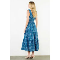 THML Fish Print Tiered Maxi Dress