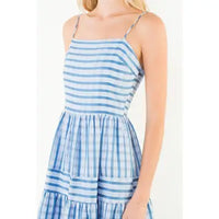 THML Thin Strap Pattern Tiered Dress