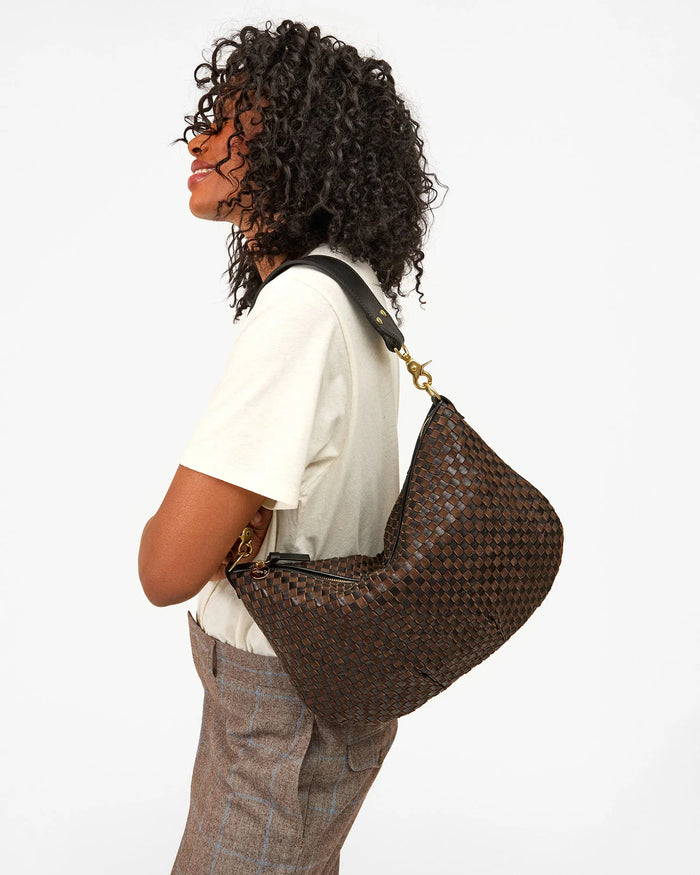 Clare V Moyen Messenger Woven Checker Bag