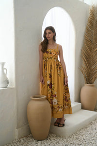 Moon River Floral Embroidery Midi Dress