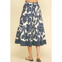 Pinch Floral Print Tiered Midi Skirt