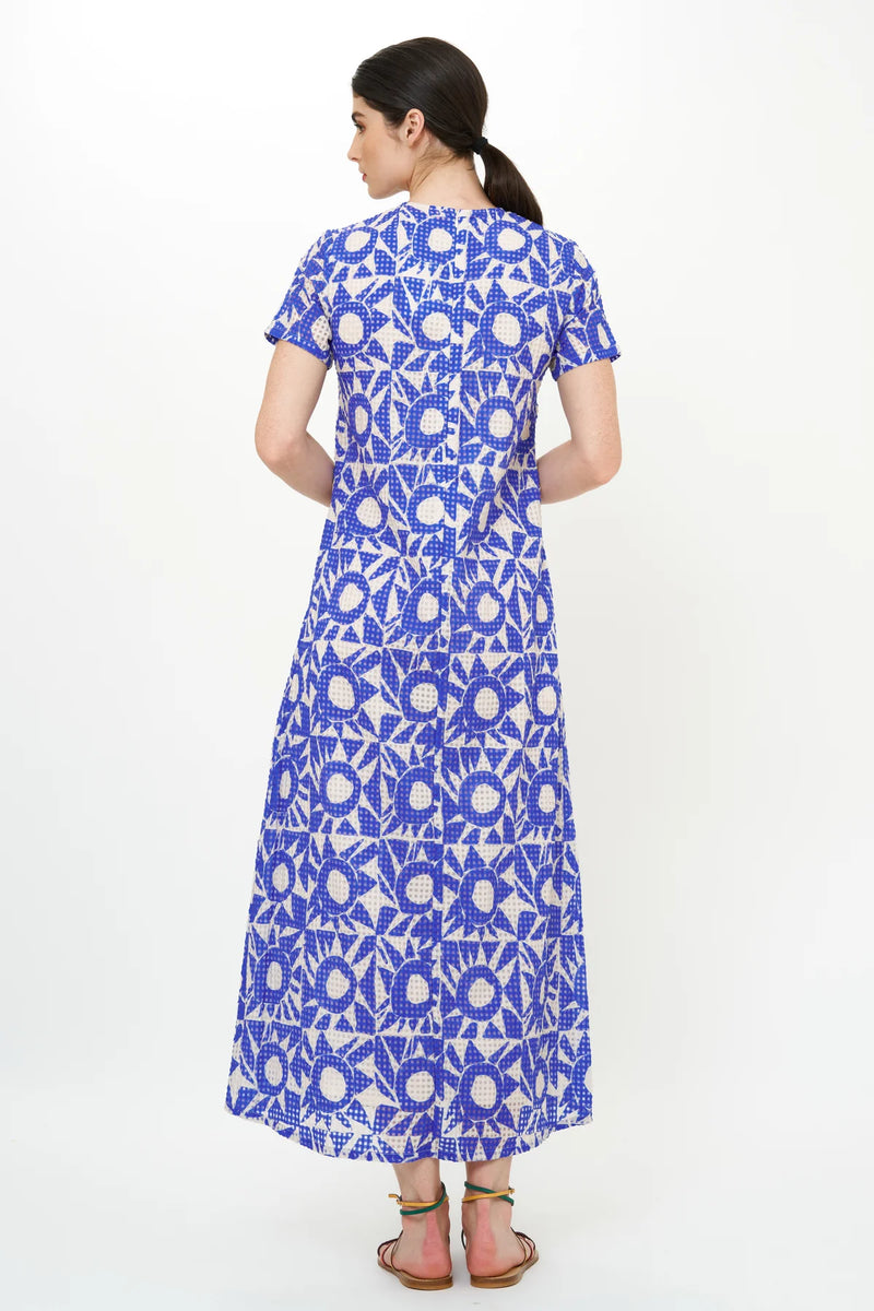 Oliphant Short Sleeve Shift Eclipse Blue Maxi Dress