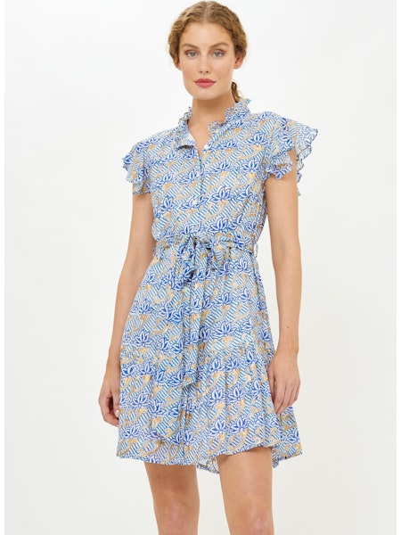 Oliphant Ruffle Collar Button Floral Mini Dress