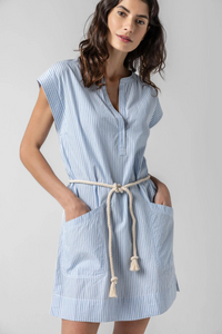Lilla P Striped Spilt Neck Dress