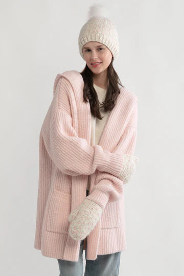 Look by M Mini Hearts Fair Isle PomPom Hat