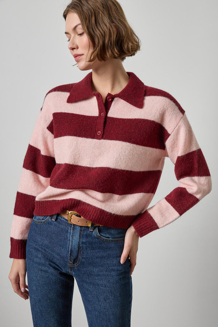 Lilla P Striped Polo Sweater