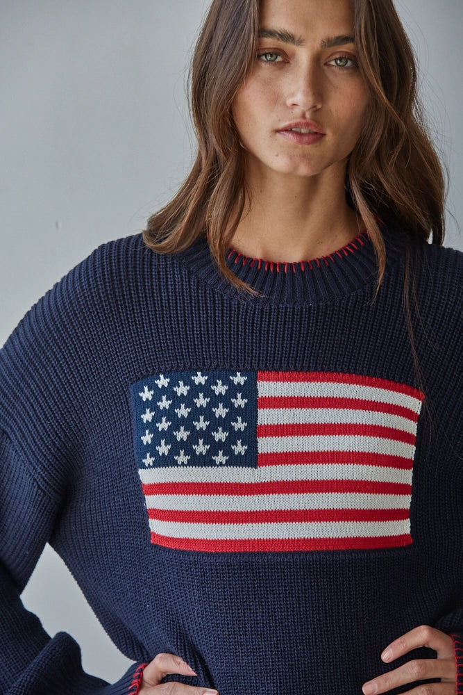 By Together America Flag Crew Sweater