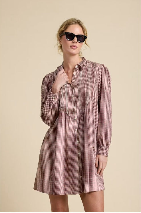 Trovata Olivia Mahogany Check Dress