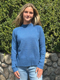 Kinross Hi Low Rib Trim Funnel Neck Sweater