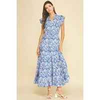 Pinch Mosaic Tile Print Maxi Dress