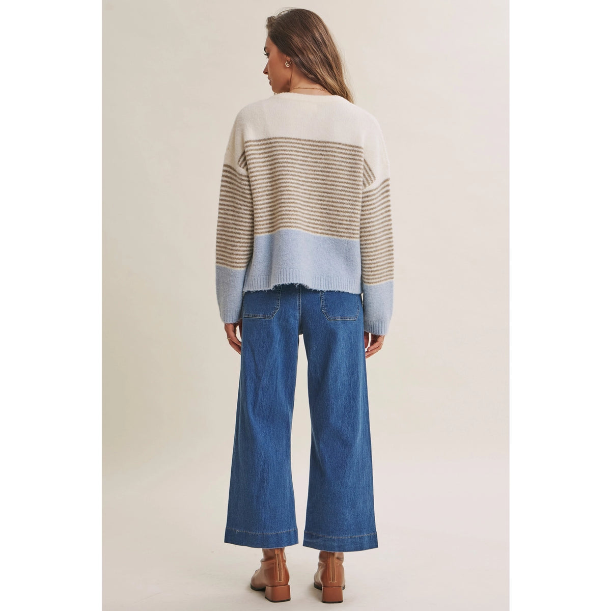 In February Stripe Colorblock Cardigan