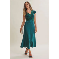 In February Silky Satin Lace Midi Dress