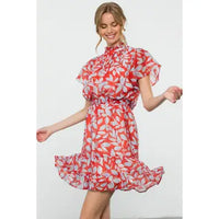 THML Flutter Sleeve Print Dress