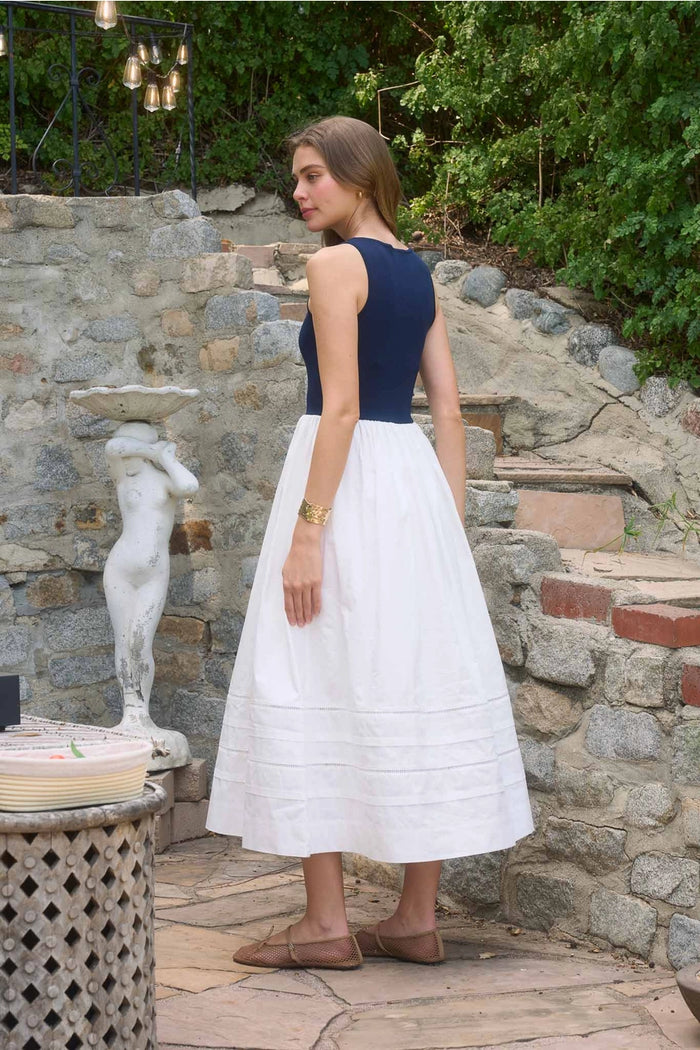 Moon River Sleeveless Top Mix Media Midi Dress