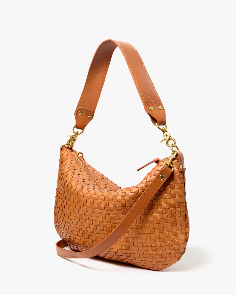 Clare V Moyen Messenger Natural Woven Checker Bag