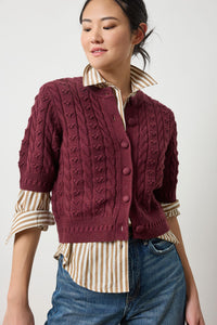 Lilla P Short Sleeve Cashmere Blend Cardigan