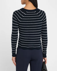 Autumn Cashmere Striped Scallop Shaker Crew