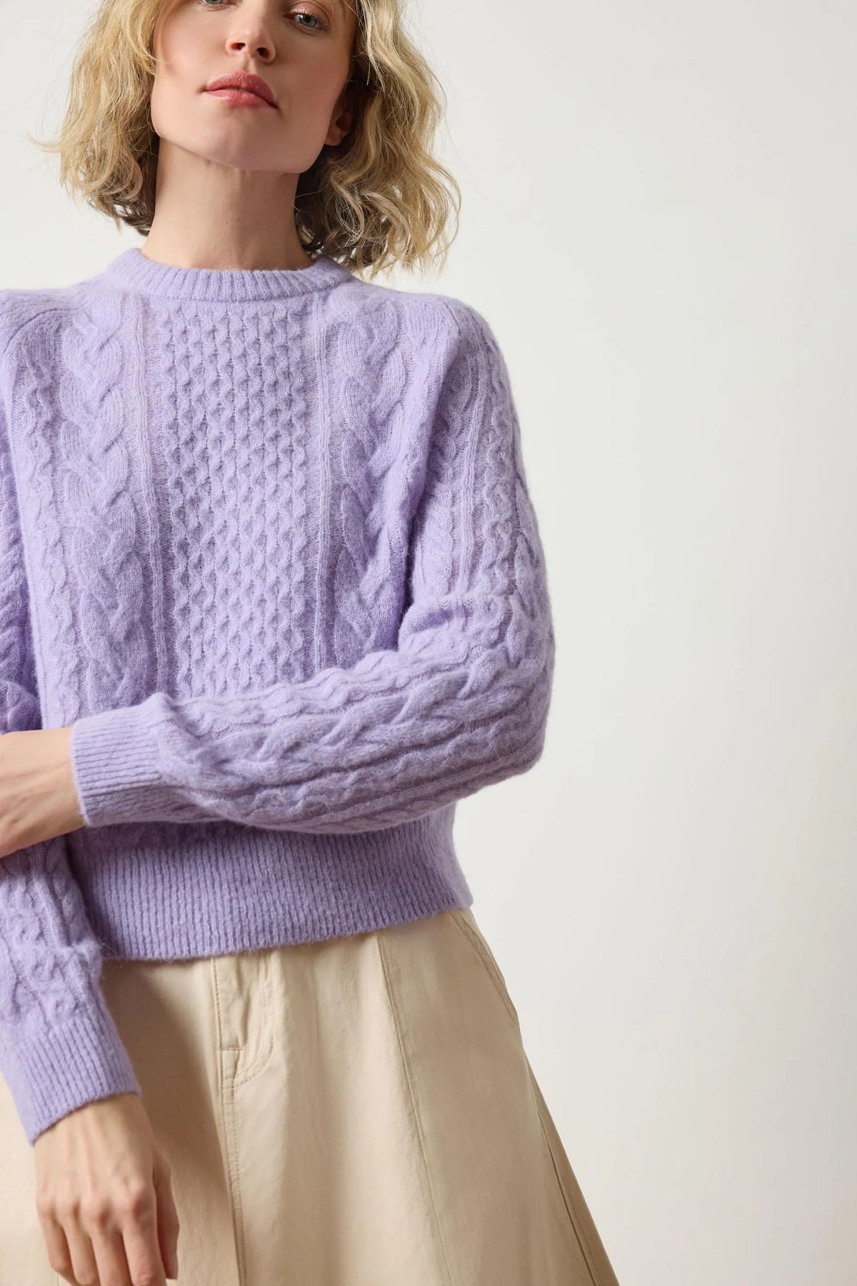 Lilla P Mixed Stitch Alpaca Crew Sweater
