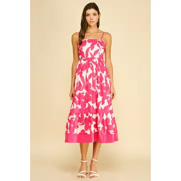 Pinch Bold Floral Print Tiered Midi Dress