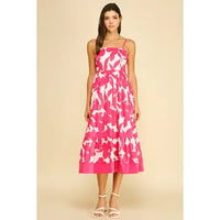 Pinch Bold Floral Print Tiered Midi Dress