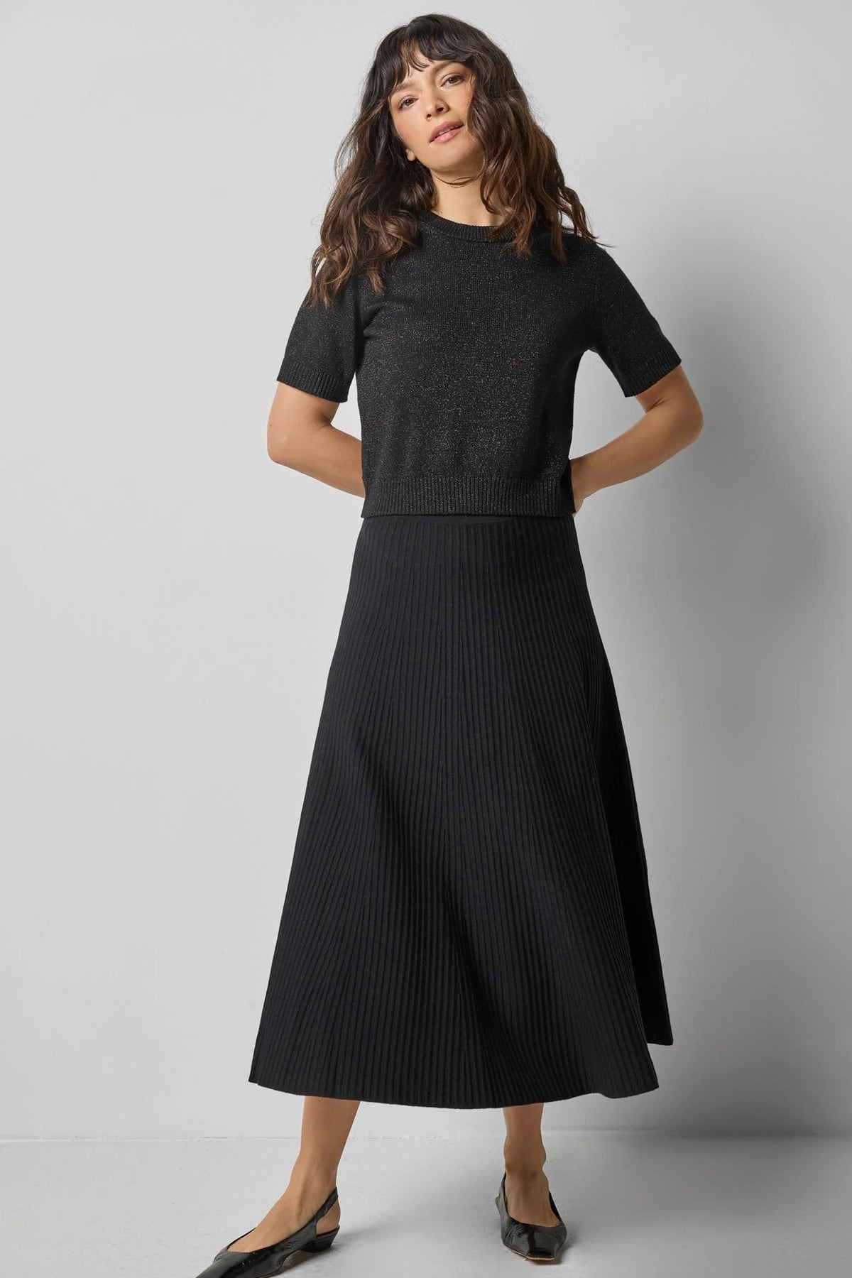 Lilla P Cotton Cashmere Short Sleeve Sparkle Sweater