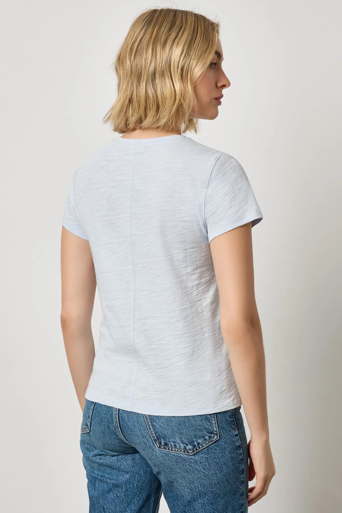 Lilla P Short Sleeve Back Seam Crew Glass